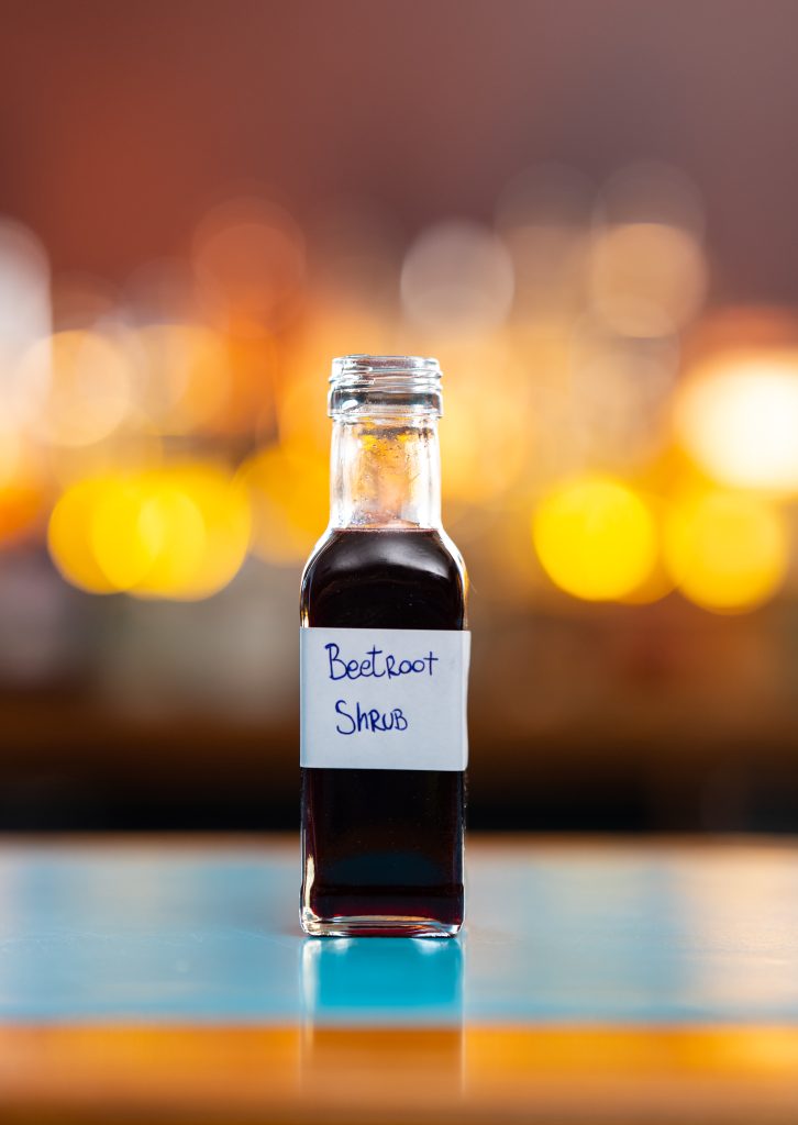 Picture of a small bottle with a Beetroot shrub